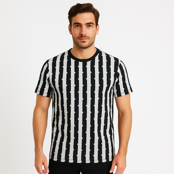 BLACK GREY STRIPED T SHIRT