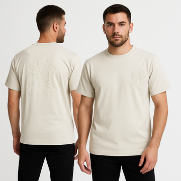 NY FRONT & BACK EMBROIDERED MEN CREW NECK T SHIRT
