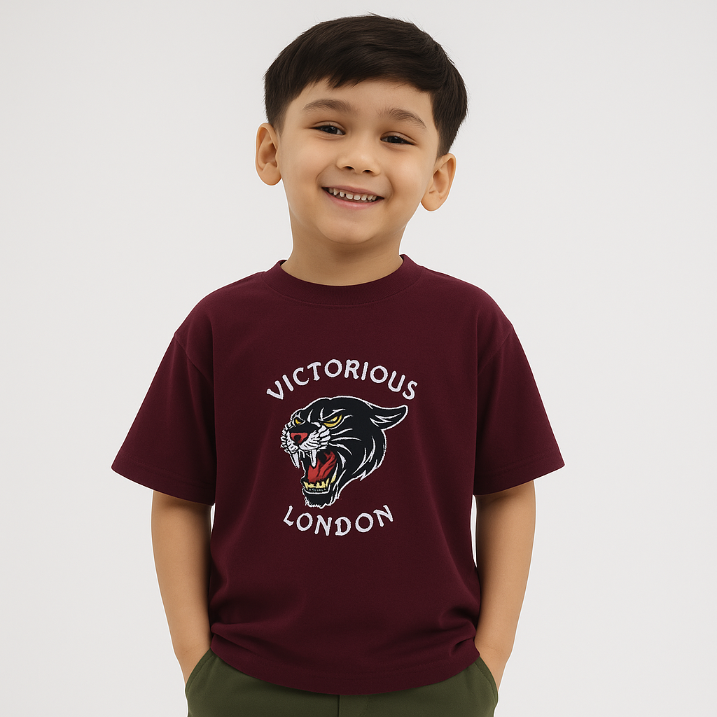 KIDS BLACK TIGER LONDON EMBROIDERED T-SHIRT