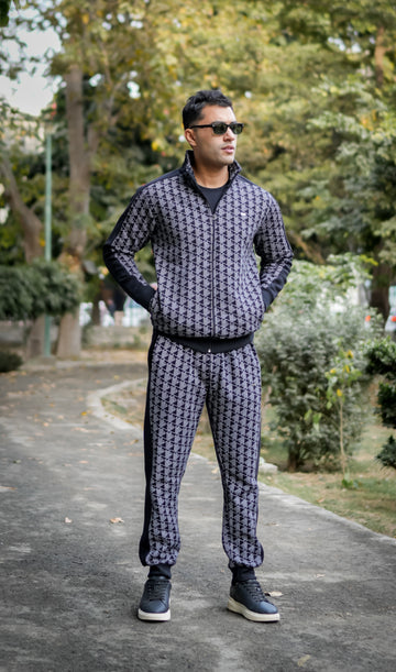 All-Over Side Stripe Panel Navy Tracksuit