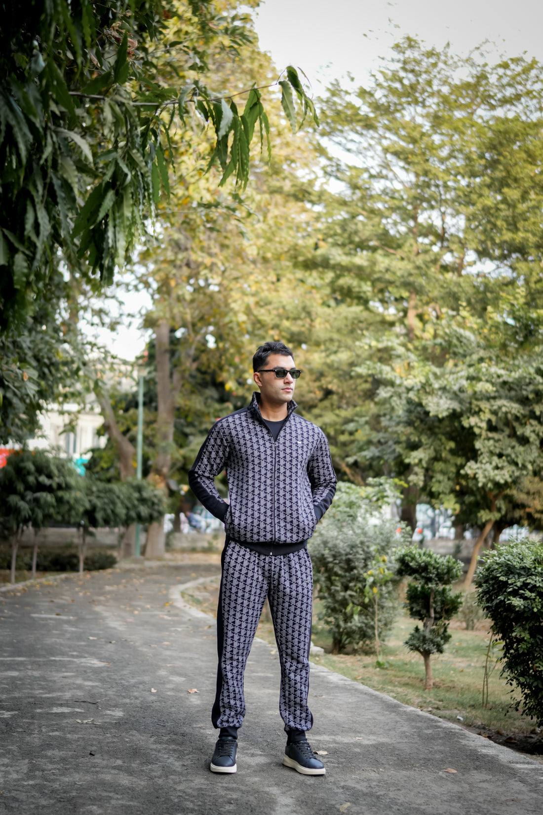 All-Over Side Stripe Panel Navy Tracksuit