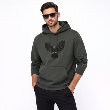 Men's Grey Eagle Embroidered Hoodies
