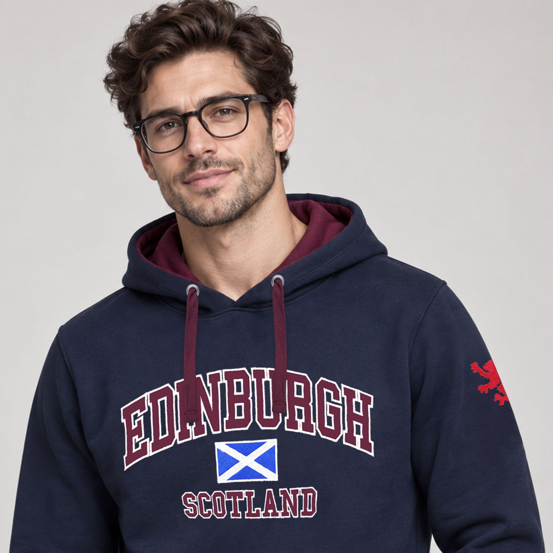 Men's Edinburgh Scotland Applique Embroidered Hoodie