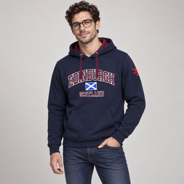 Men's Edinburgh Scotland Applique Embroidered Hoodie