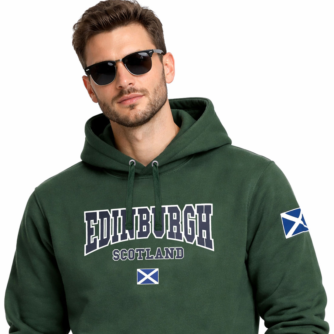 Men's Green Edinburgh Scotland Printed Hoodie