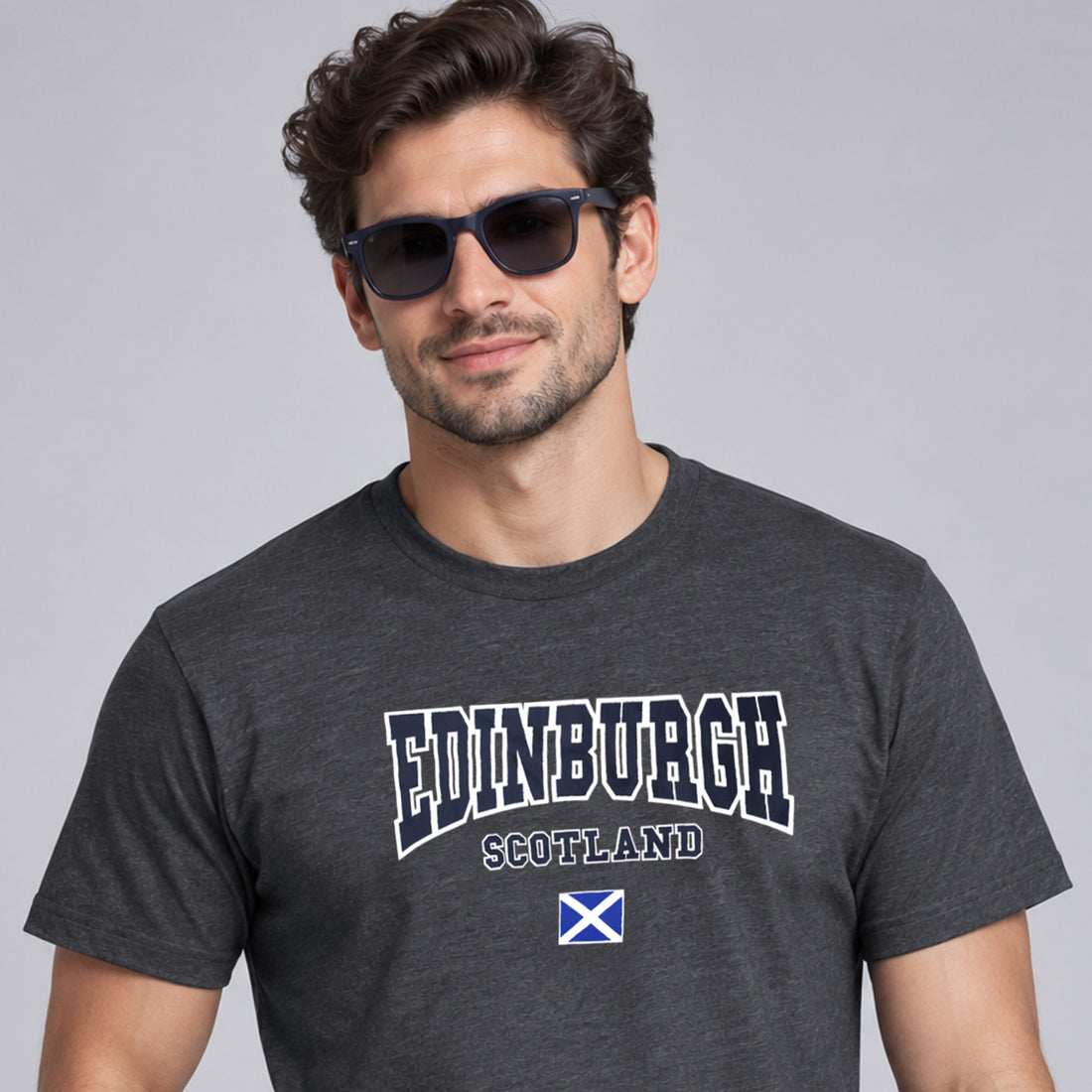 Edinburgh Scotland Flag Applique Embroidered T Shirt