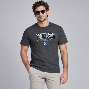 Edinburgh Scotland Flag Applique Embroidered T Shirt