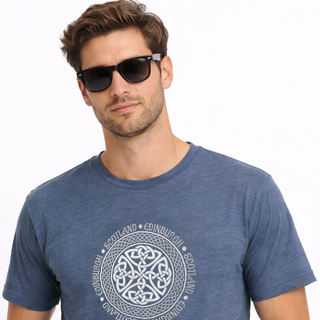 Edinburgh Scotland Round Embroidered T Shirt
