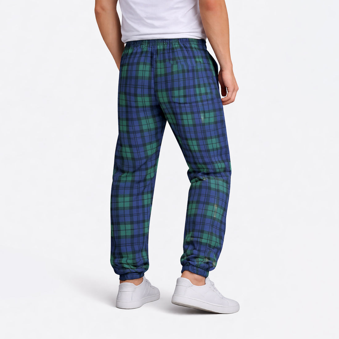 All Over Green & Blue Check Print Trousers