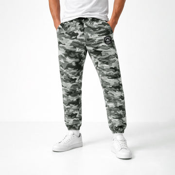 All Over Grey & Black Army Camo Print Trousers