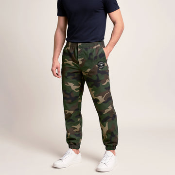 All Over  Green & Brown Camouflage Print Trousers