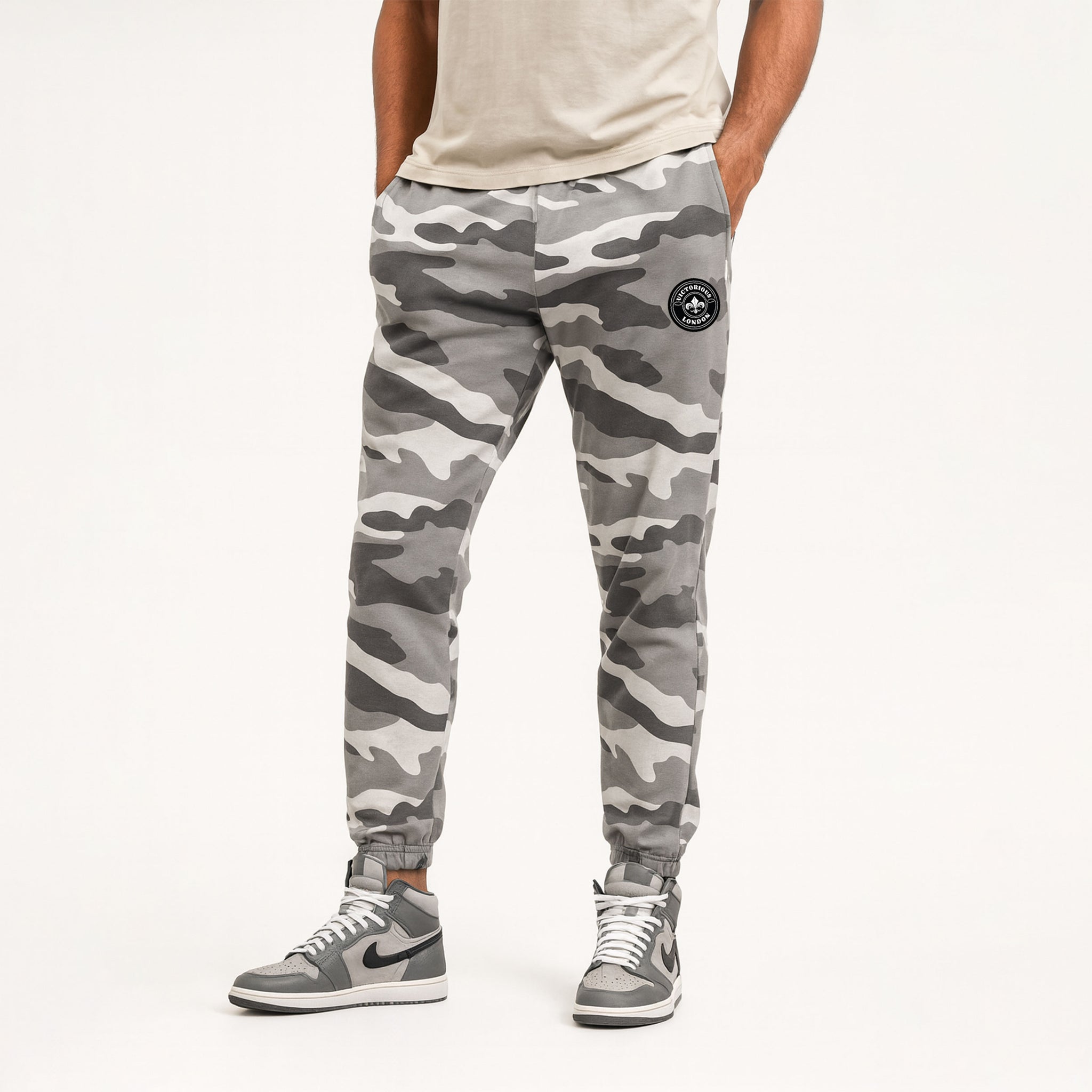 Men's All Over Print Grey Camo Trouser