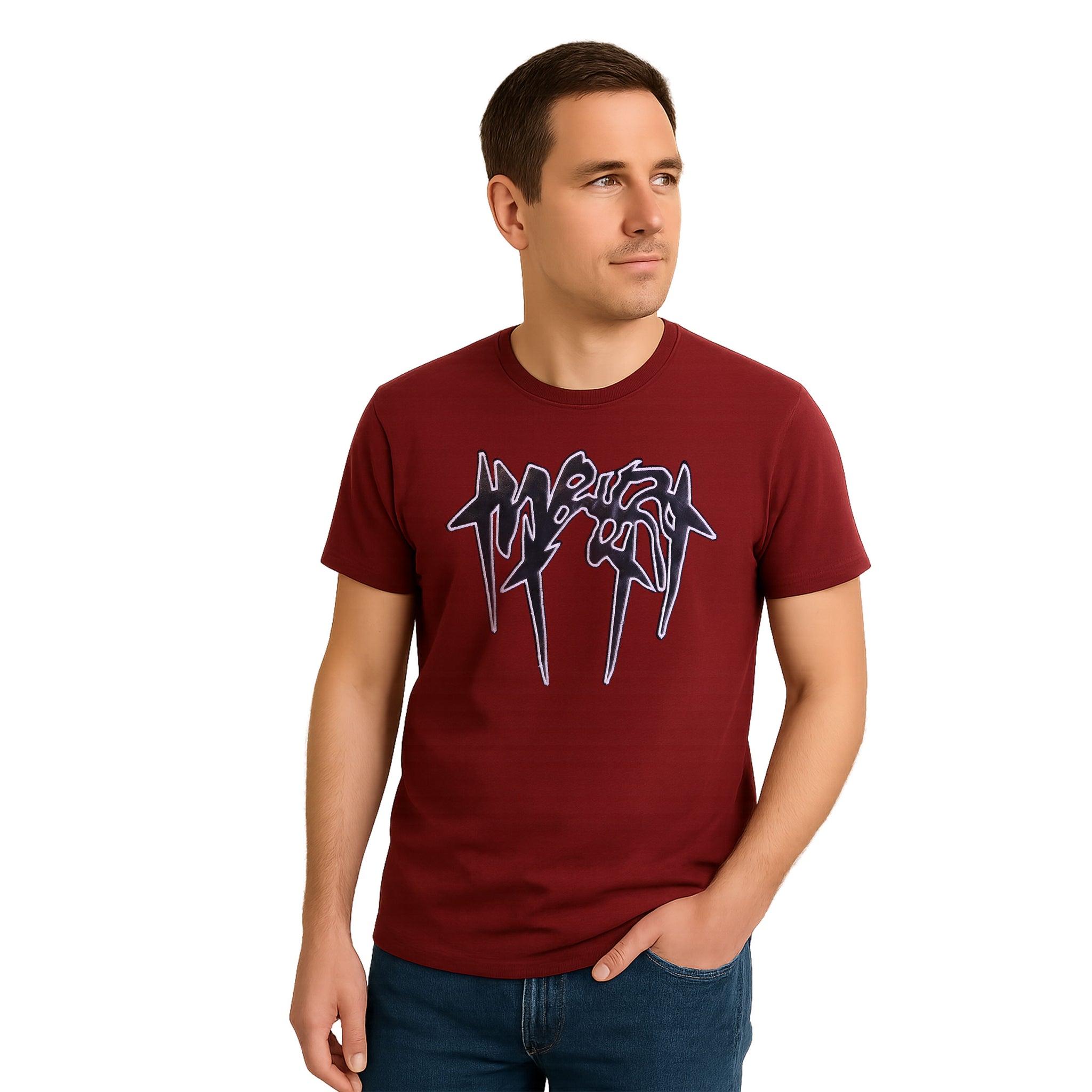 LEATHER APPLIQUE EMBROIDERY T SHIRT
