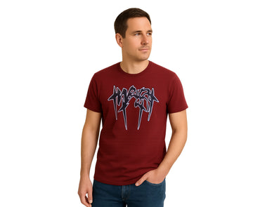 LEATHER APPLIQUE EMBROIDERY T SHIRT