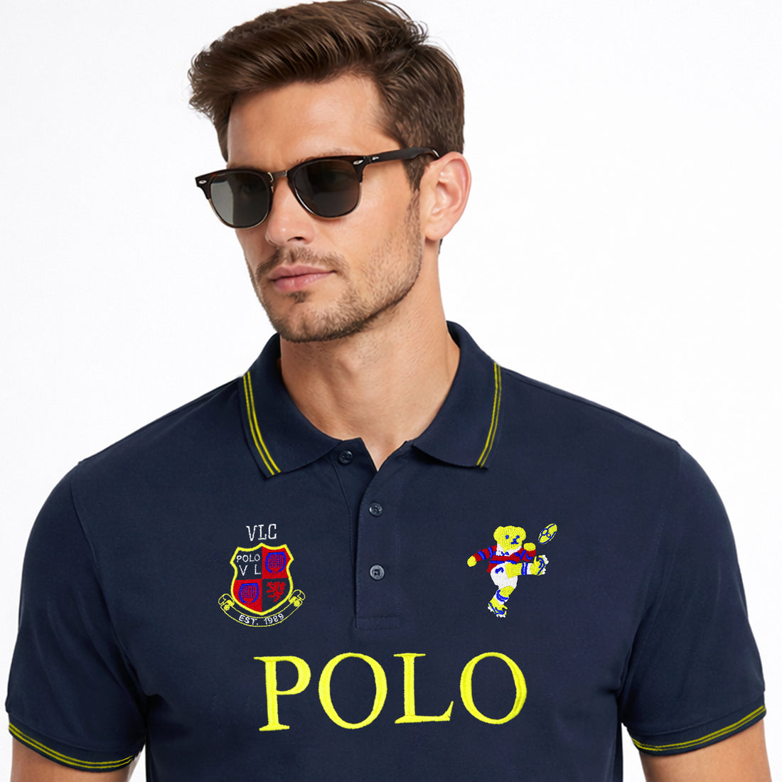 VLC Crest Navy Sport Embroidered Polo
