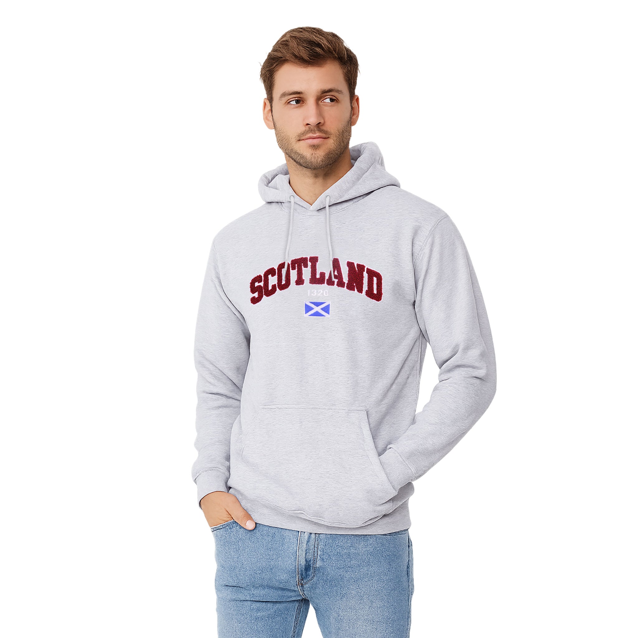 Scotland Embroidered Grey Hoodies
