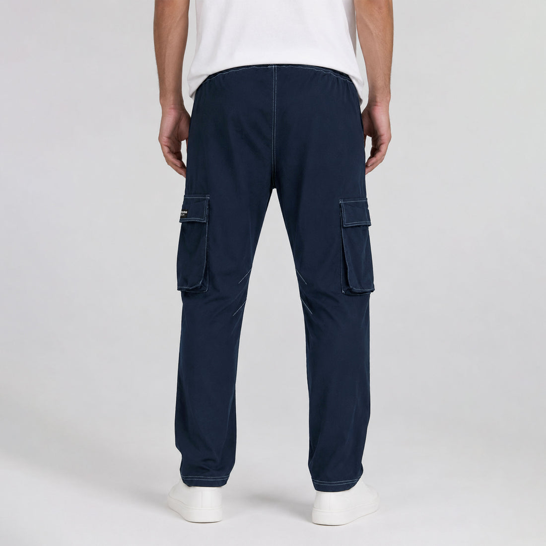 Men’s Navy Utility Cargo Jogger Pants with Contrast Stitching