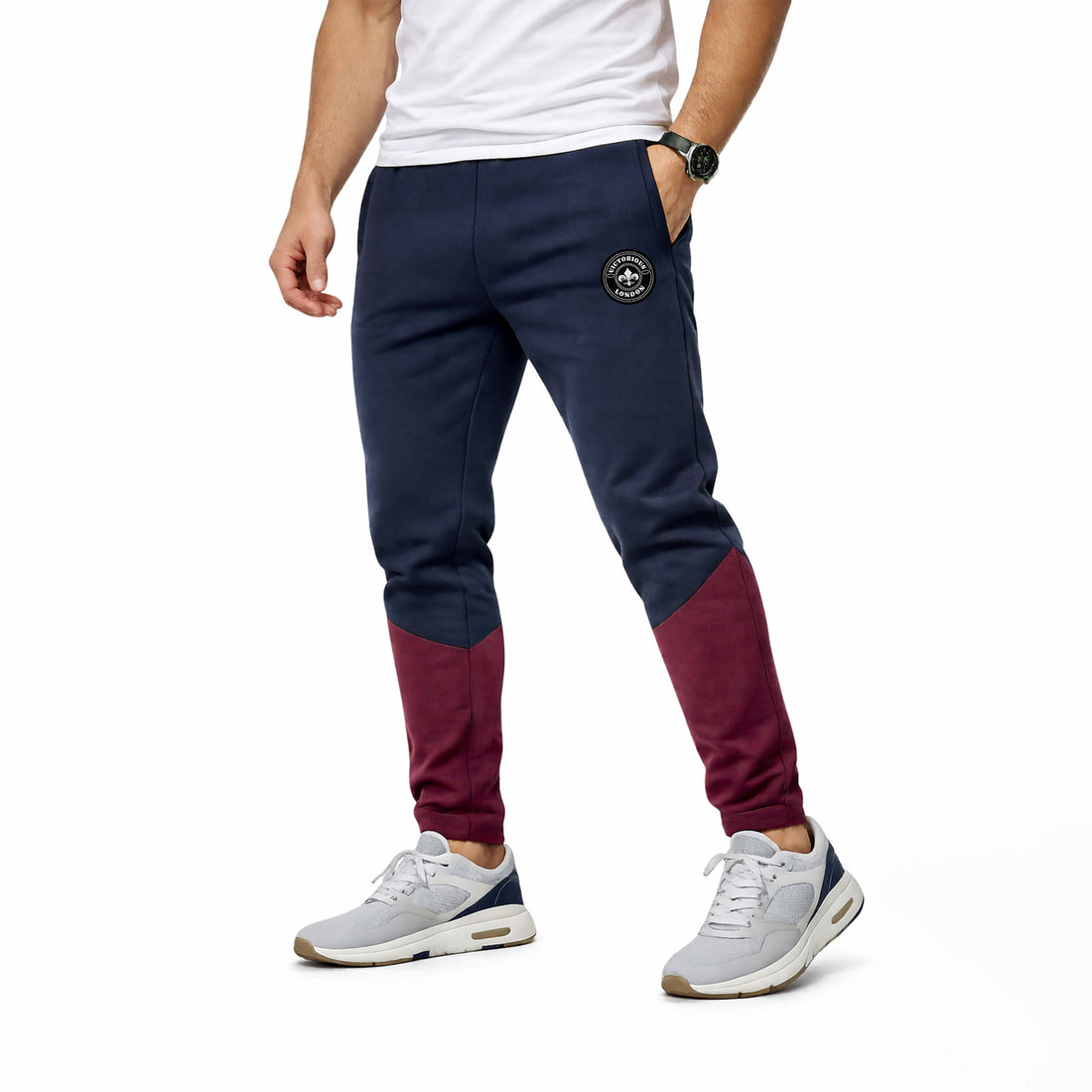 Men’s Athletic Joggers with Maroon Lower Panels