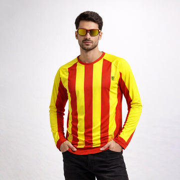 YELLOW & RED STRIPED SUBLIMATION T SHIRT