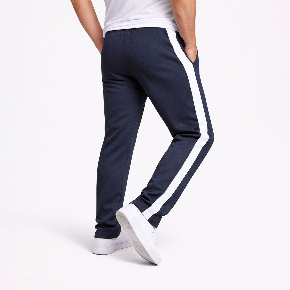 Men's Side Stripe Trousers-Navy & Black White Stripe