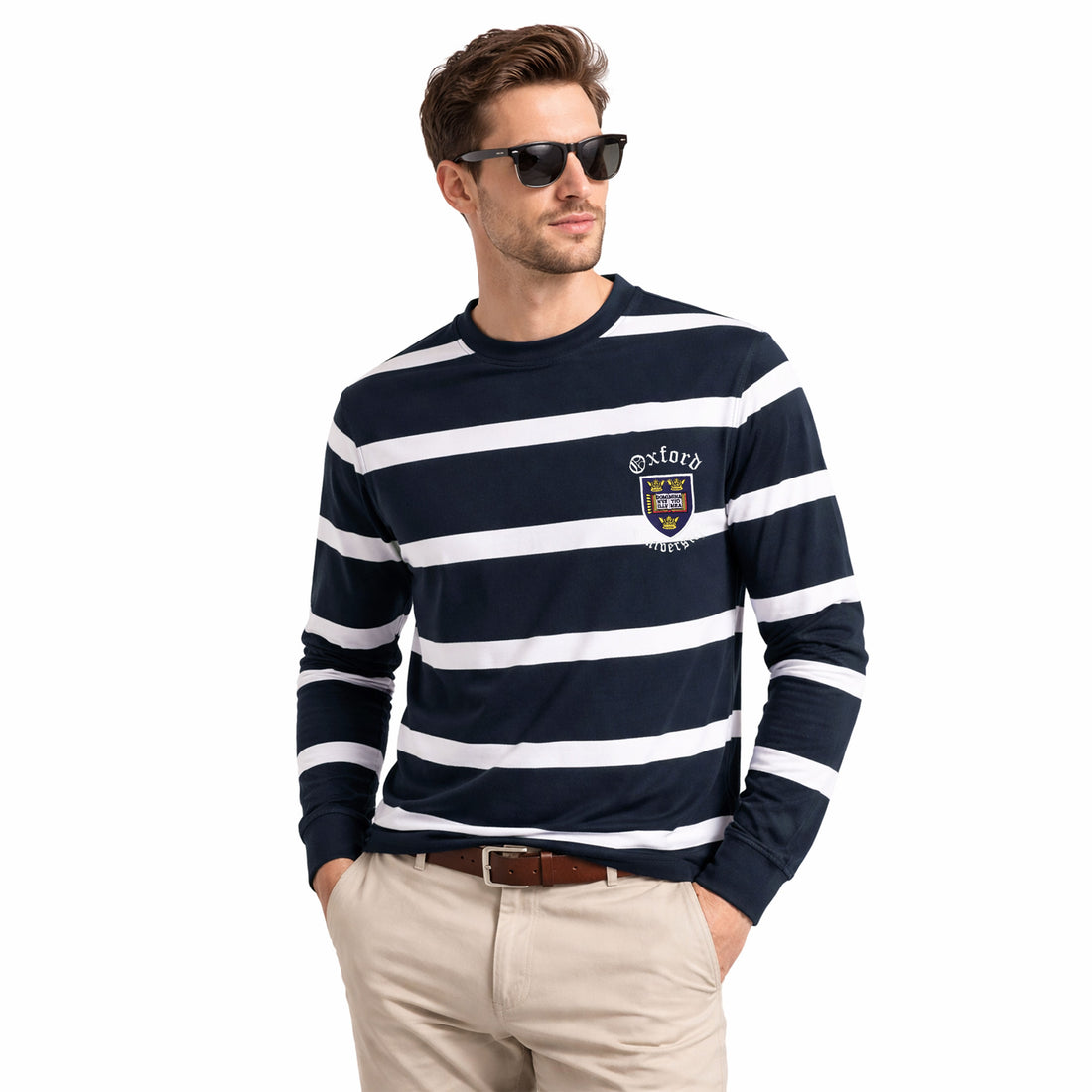 Oxford Badge With White Stripe Full-Sleeve Tee