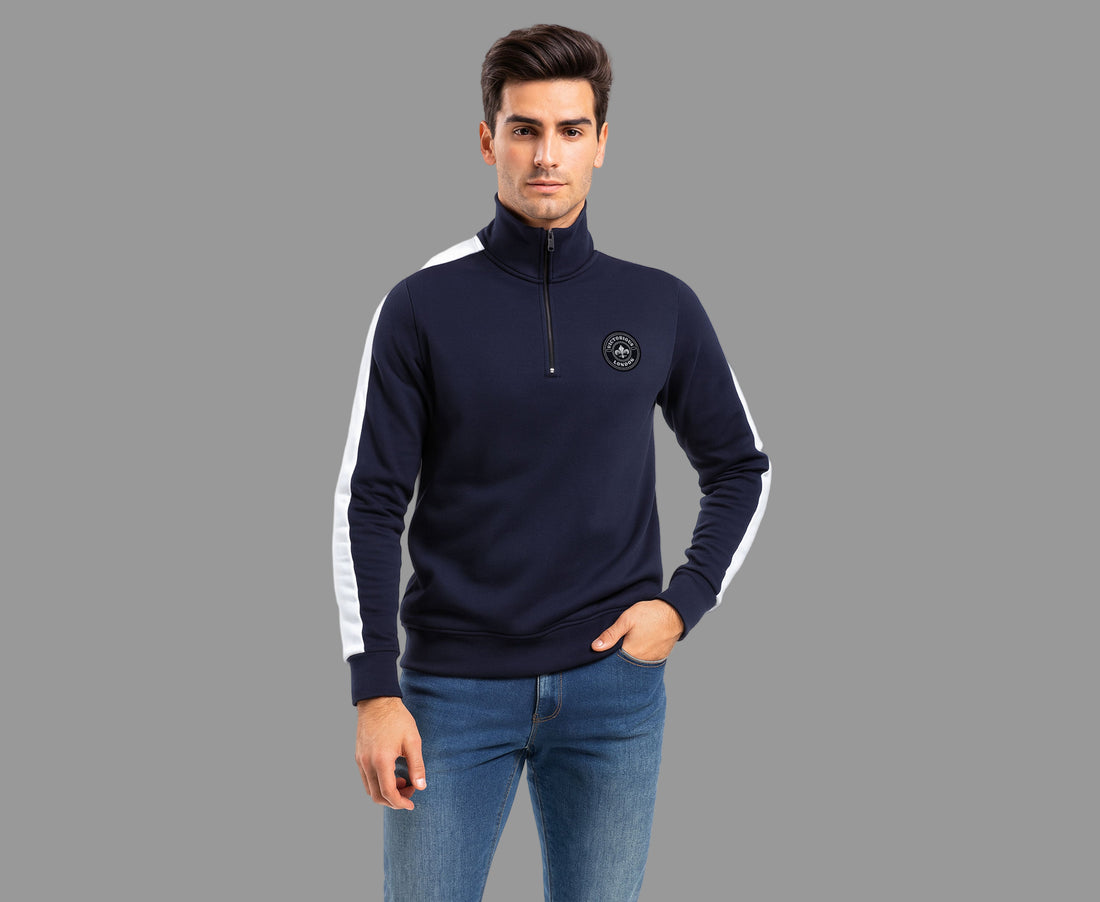 Half-Zip Sweatshirt with White Sleeve Pane