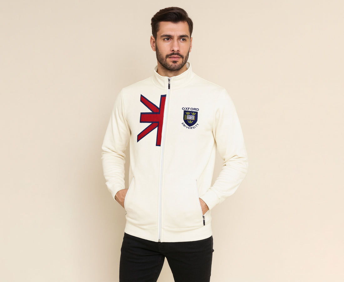 Half Union Jack design With Oxford University badge full-zip jacket