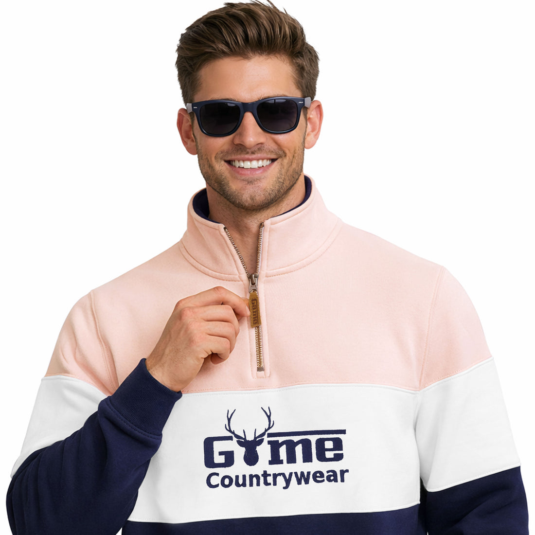 Men's Half Zip Collar 3 Panel  Game Countrywear Embroidered Collarshirt