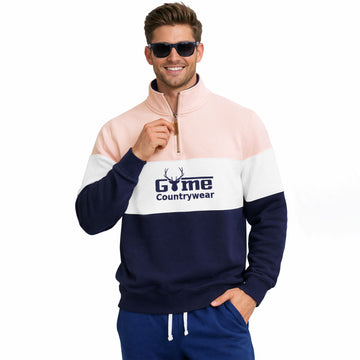 Men's Half Zip Collar 3 Panel  Game Countrywear Embroidered Collarshirt