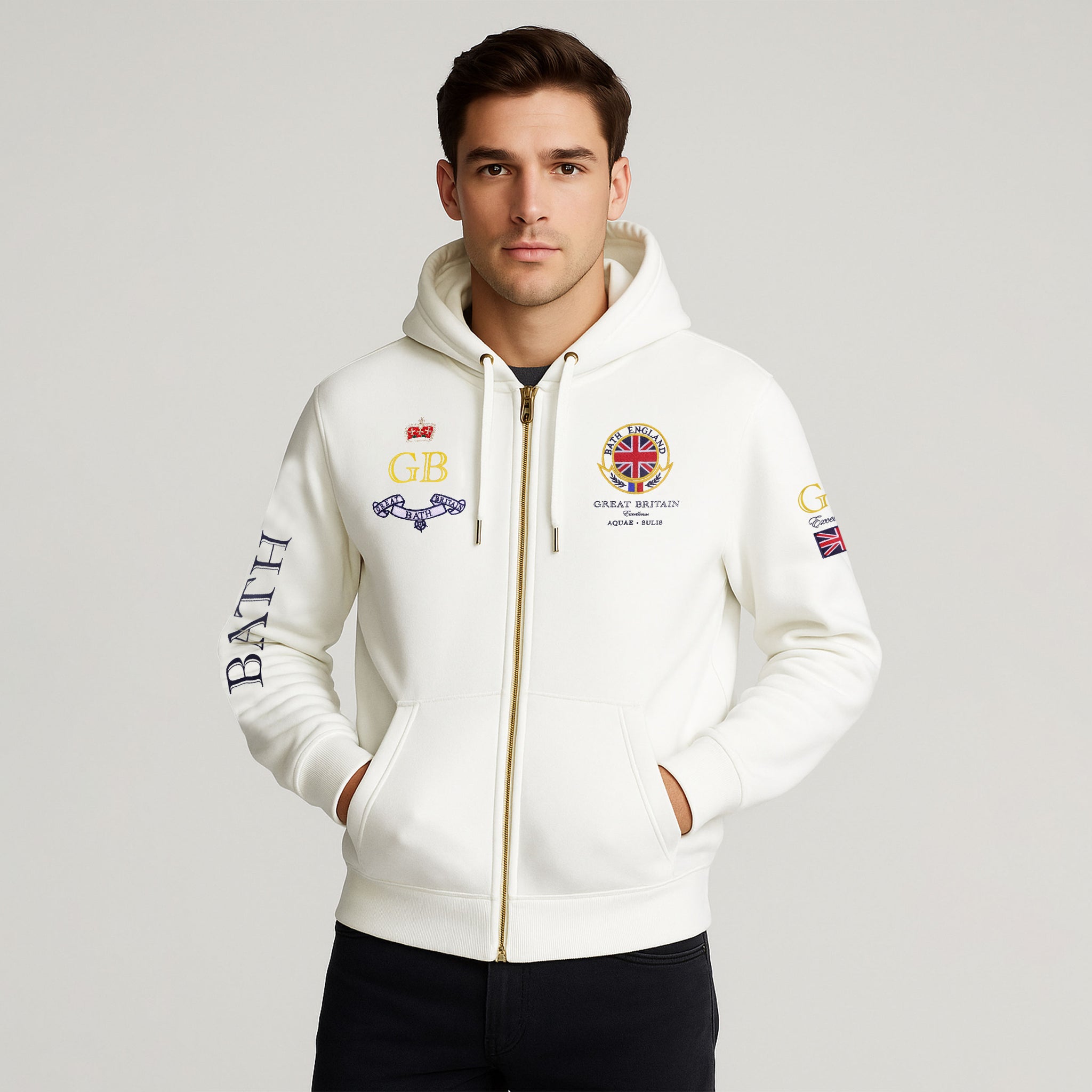Bath England Zip-Up Front & Back , Print & Embroidered Hoodies