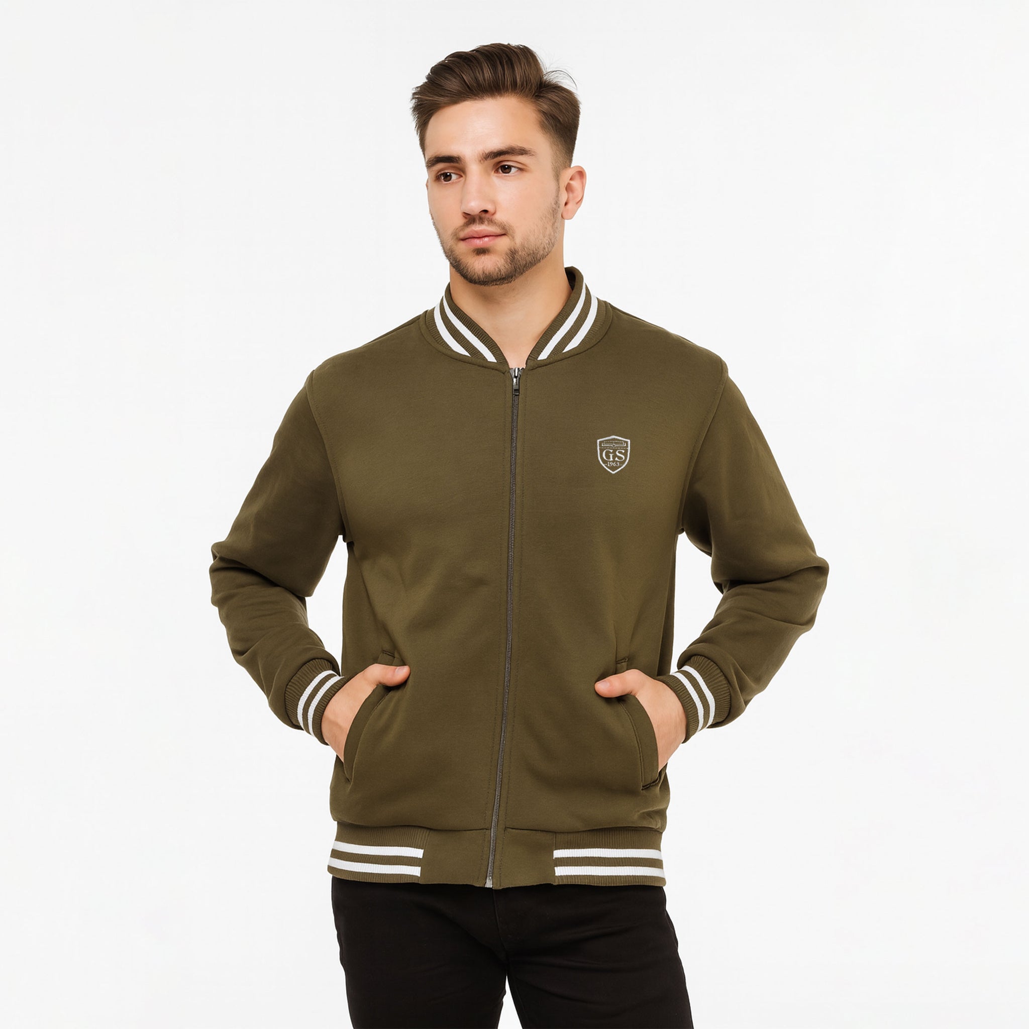 Men’s Olive Green Varsity Baseball Jacket