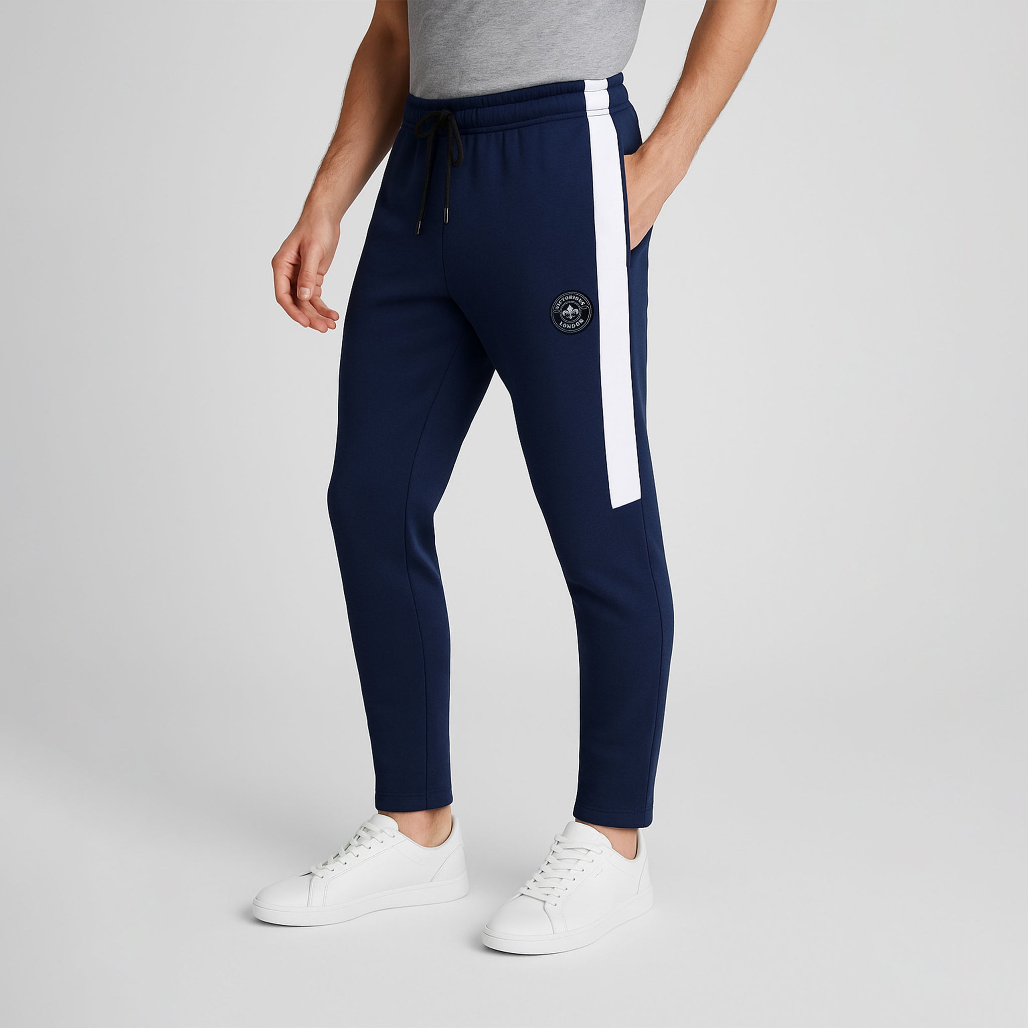 Navy Blue Color With White Side Panel Trouser