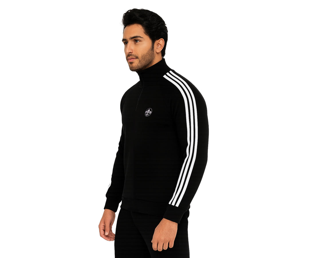 Half-Zip 3-Stripe Sweatshirt with Round VL Logo Embroidery