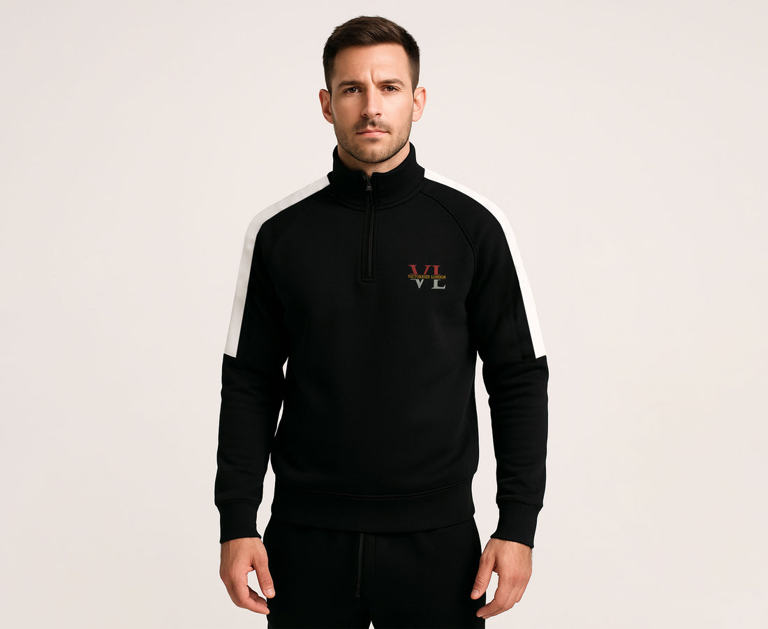 Half-Zip Half-Panel Sweatshirt with VL Embroidery