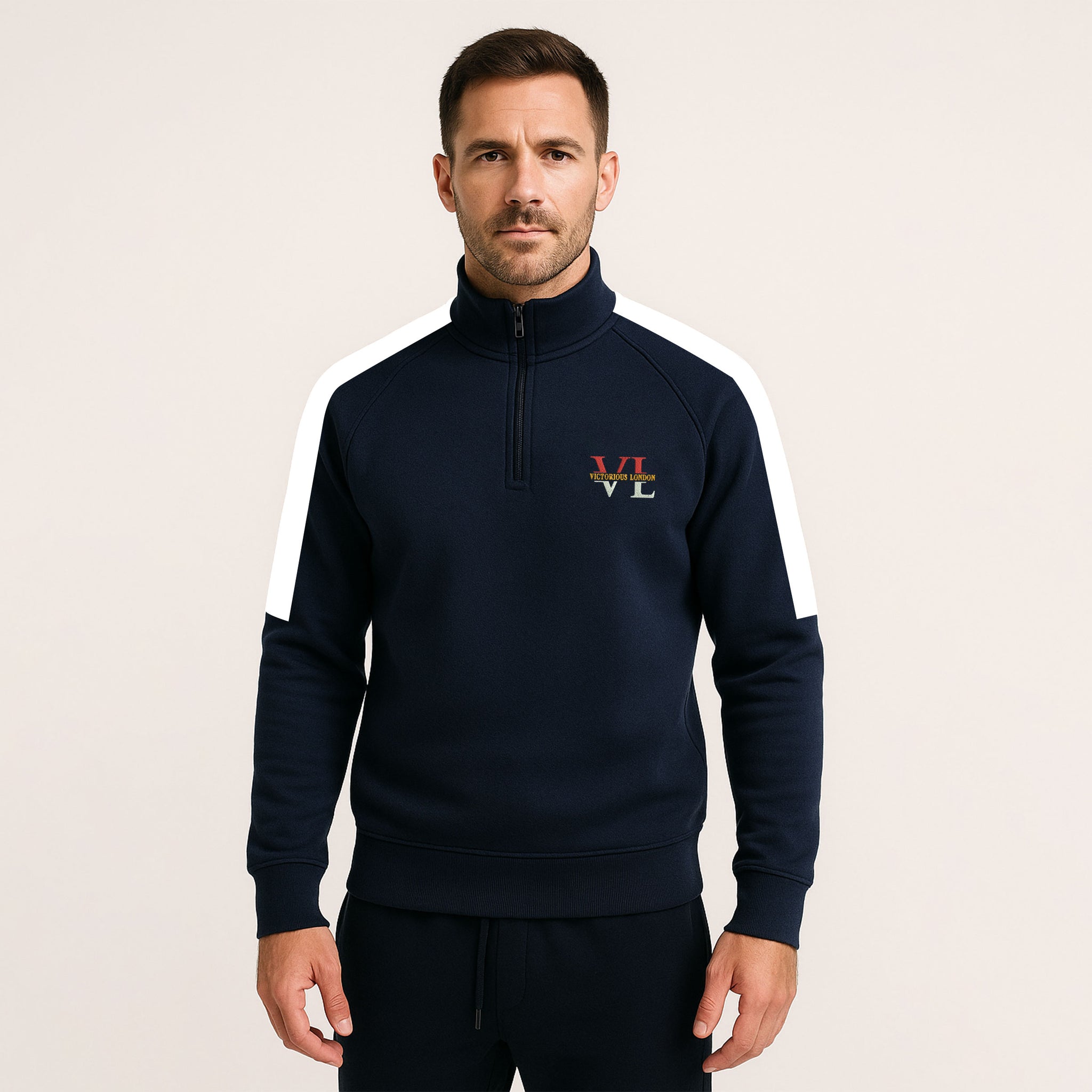Half-Zip Half-Panel Sweatshirt with VL Embroidery