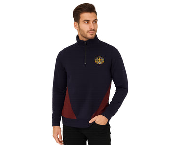 Men's Half Zip Embroidered Panel Collar Sweatshirt