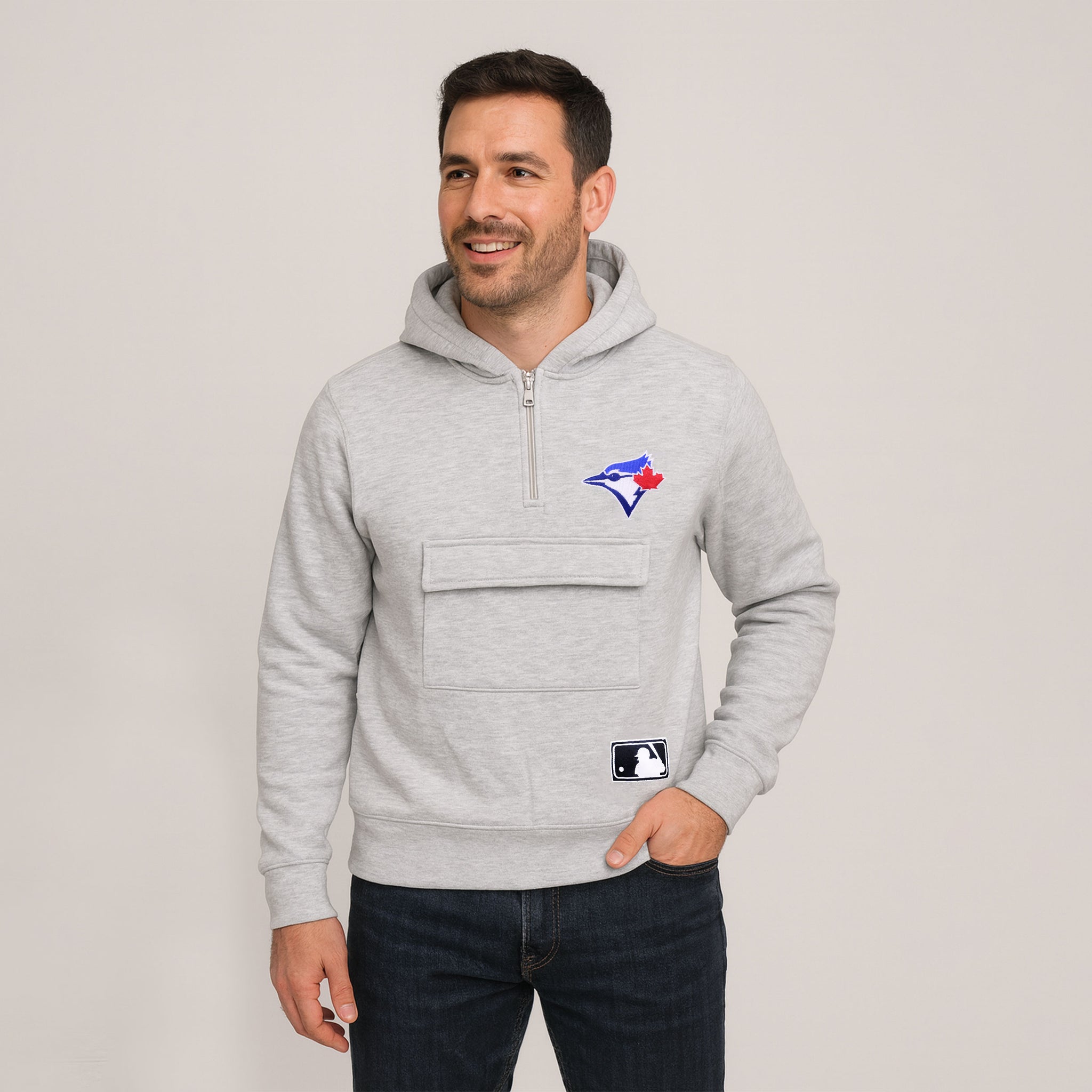 Men’s Half-Zip BJ Logo Hoodie with Chest Pocket
