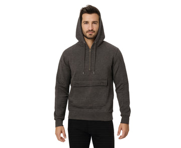 Men’s Half-Zip Charcoal Hoodie with Chest Pocket