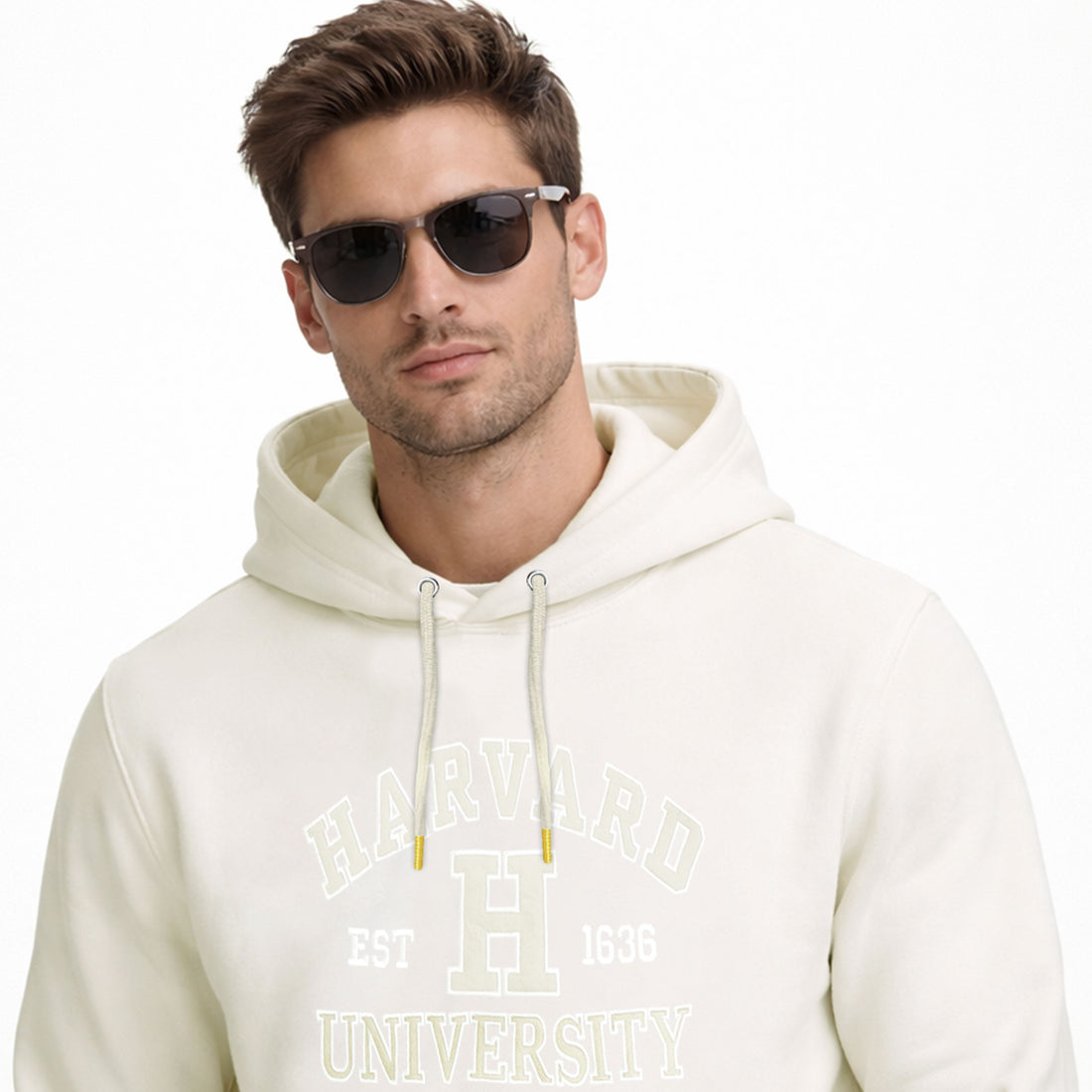 Harvard University est 1636 Off White Embroidered Hoodies