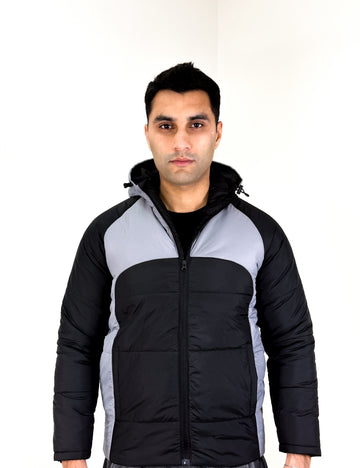 Men’s Two-Panel Gray & Black Puffer Jacket