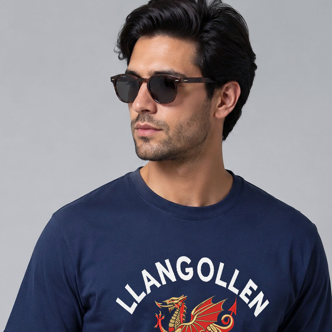 Llangollen Dragon Wales Embroidered T Shirt