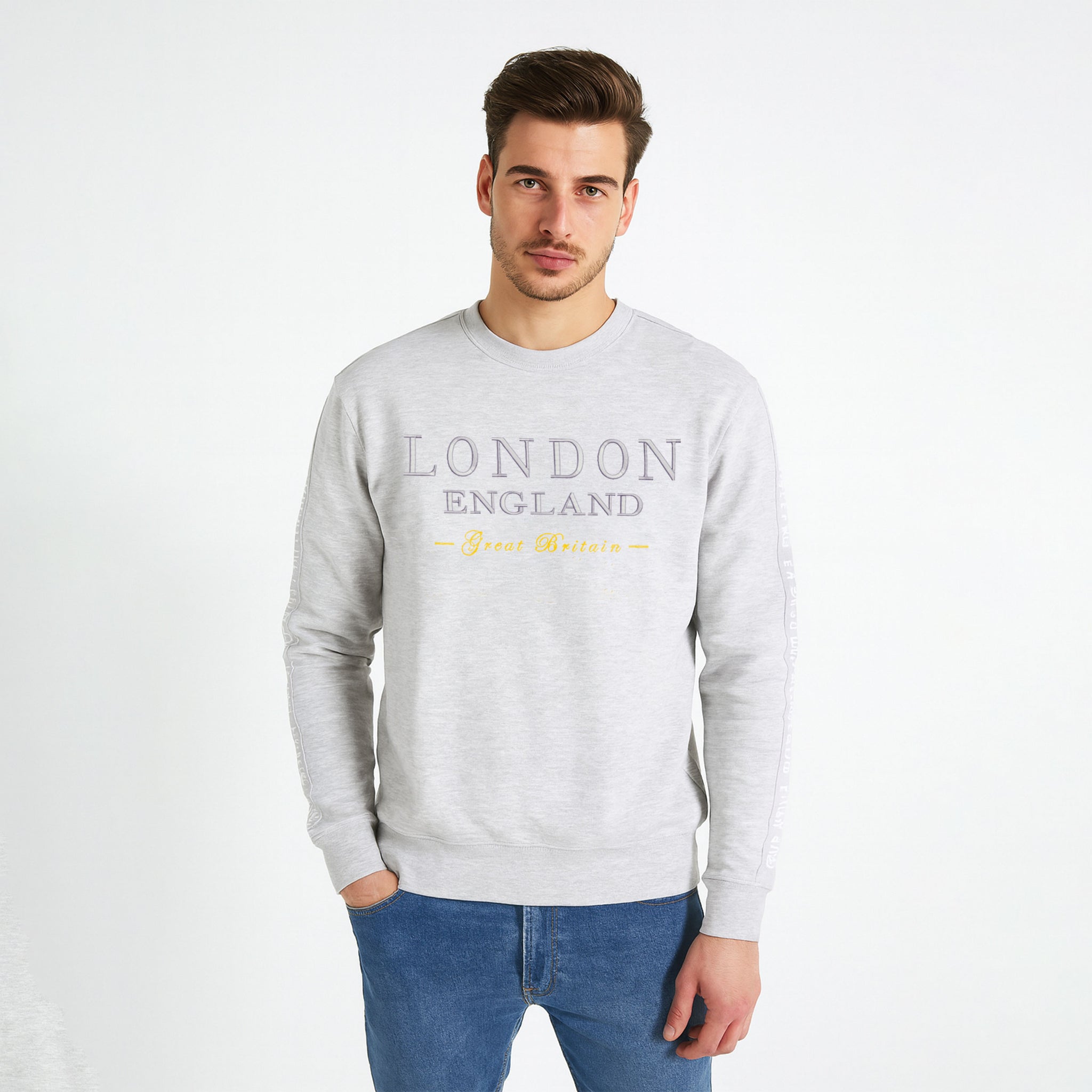London England 3D Embroidered Sweat Shirt