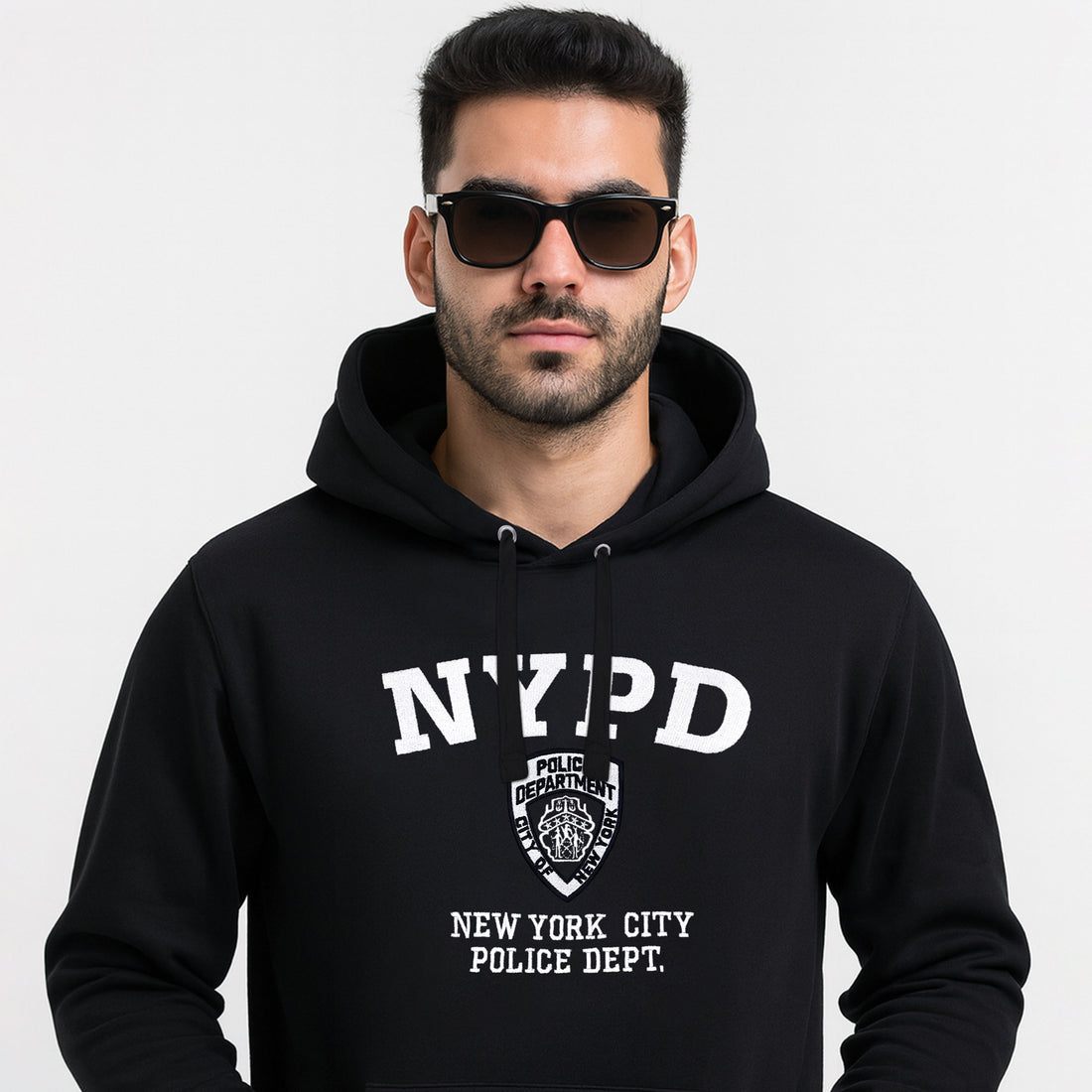 NYPD Black Embroidered Hoodies