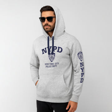 NYPD Grey Front & Sleeve Embroidered Hoodies