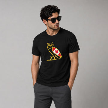 CANADA FLAG WITH GOLD EMBROIDERED T SHIRT