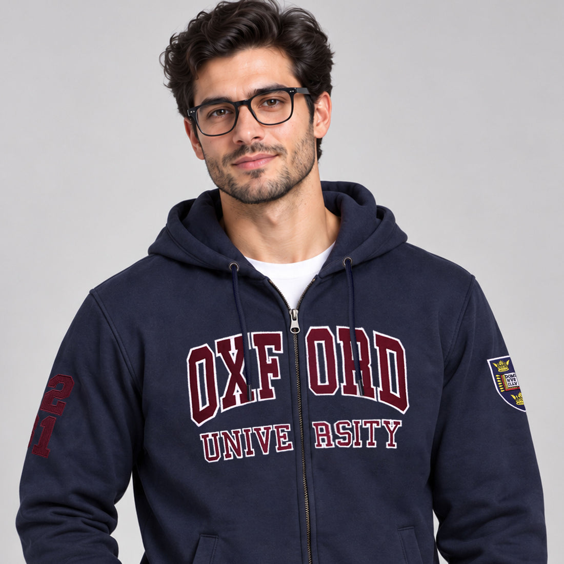 Oxford University Zip-Up Embroidered Hoodie