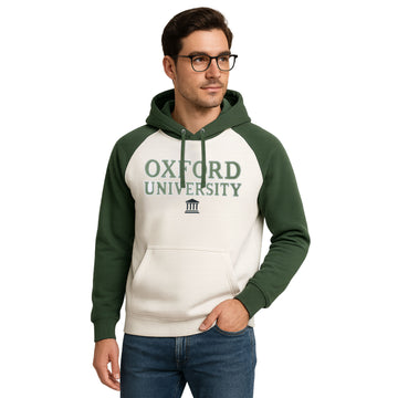Oxford University Embroidered Heavyweight Two Tone Color Raglan Hoodie