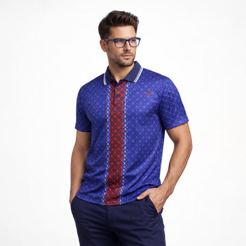 BLACK BLUE & RED ALL OVER GYM WEAR  PRINTED T SHIRT