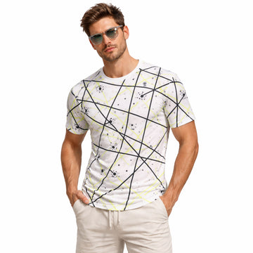 WHITE BEST CREW NECK ALL OVER GYM WEAR PRINTED T SHIRT