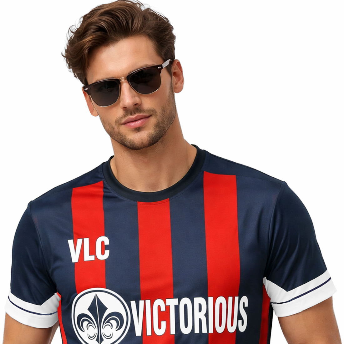 MICRO POLYESTER RED & NAVY , BLACK & BLUE PRINTED T SHIRT